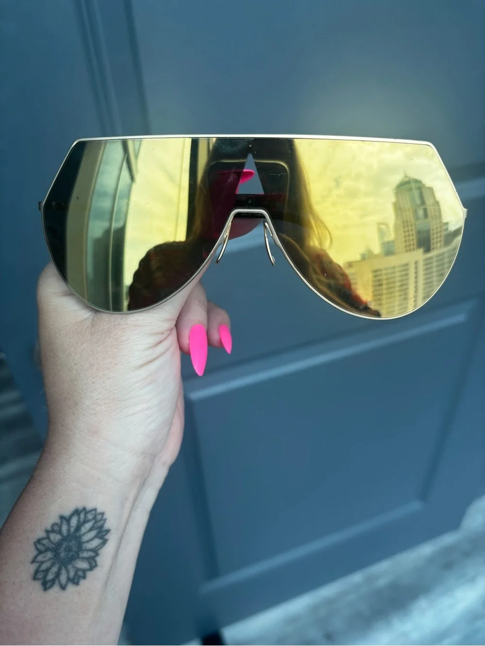 Fendi Gold Shield Visor Sunglasses - Women Accessories